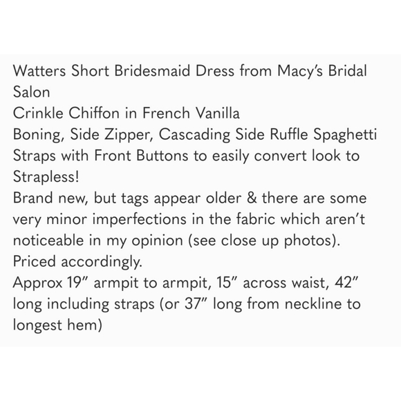 NWT! WATTERS FRENCH VANILLA CRINKLE CHIFFON DRESS - Picture 5 of 12